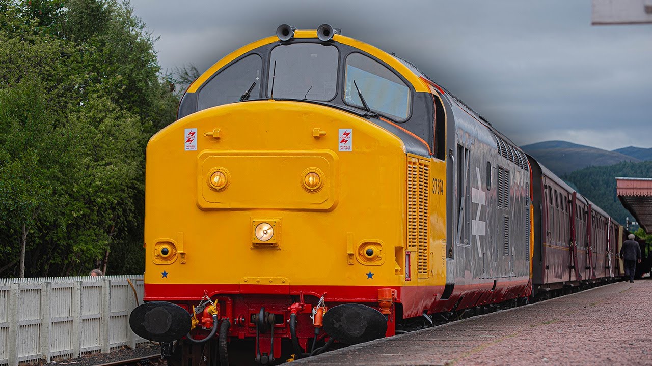 The Strathspey railway behind a class 37!