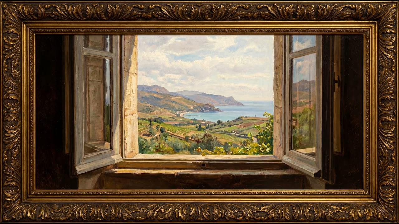 12h Sunlit Garden Window | Frame TV Art 4K | Moving Painting