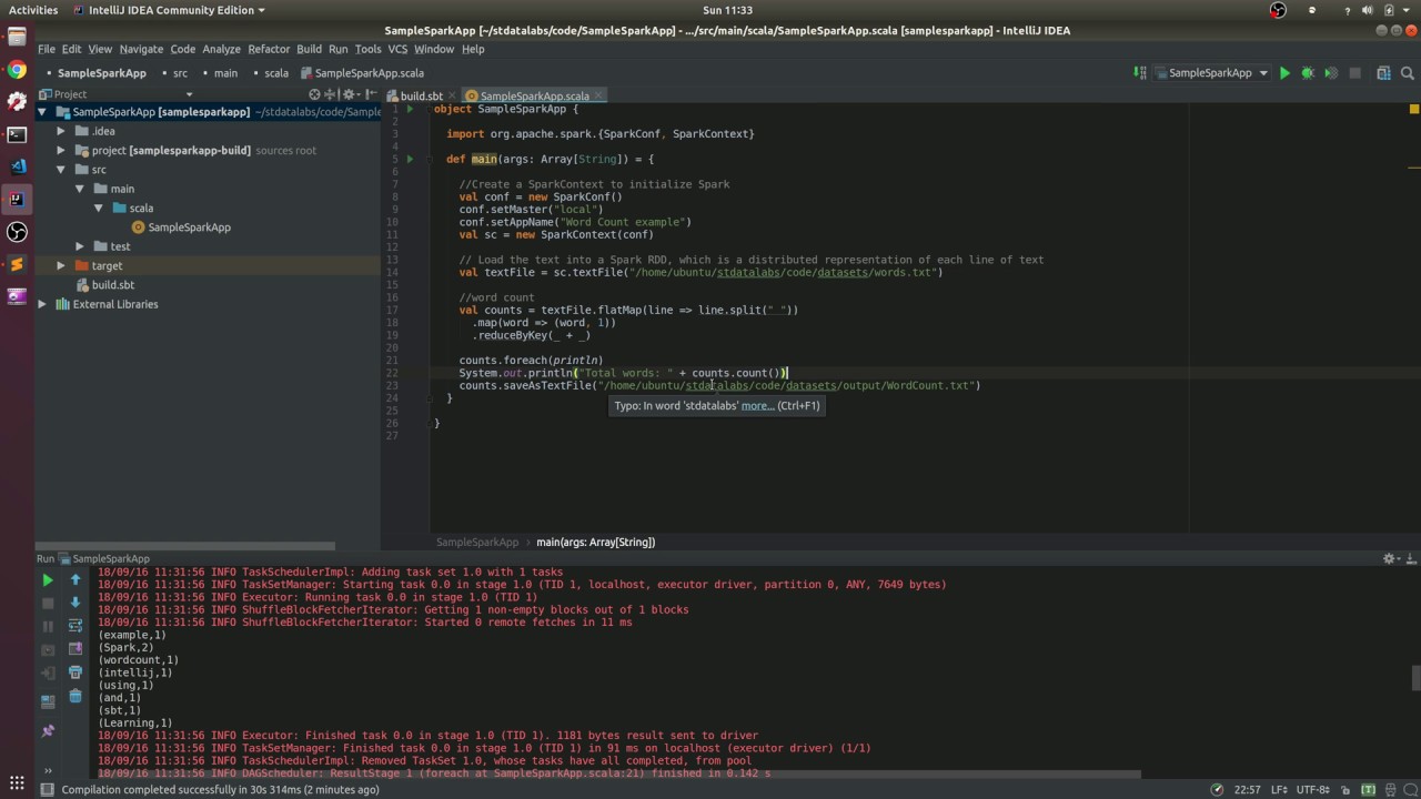 Creating Spark application with IntelliJ and SBT