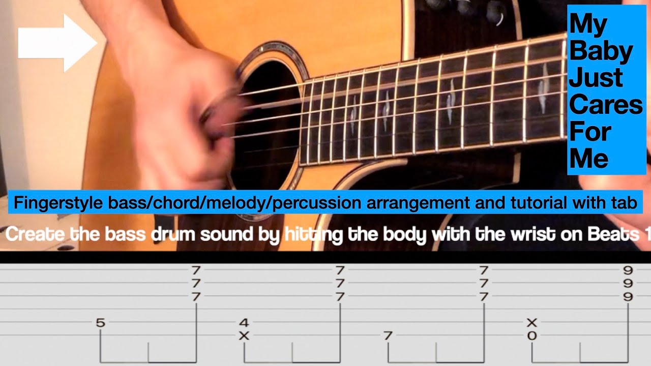 My Baby Just Cares for Me - Fingerstyle acoustic guitar arrangement and tutorial with Tab