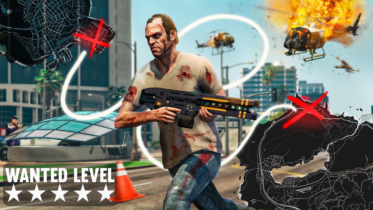Can You Cross GTA 5 ON FOOT With MAX WANTED LEVEL?