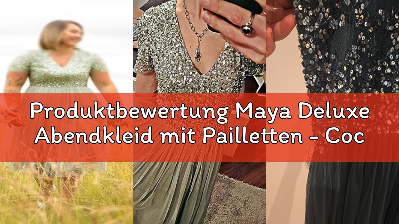 Produktbewertung Maya Deluxe Abendkleid mit Pailletten - Cocktailkleid Damen mit V-Ausschnitt - Tüll
