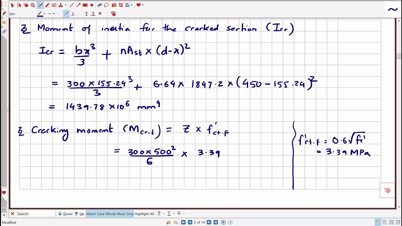 Example 9: Deflection in RC beams  - Short term and long term deflection