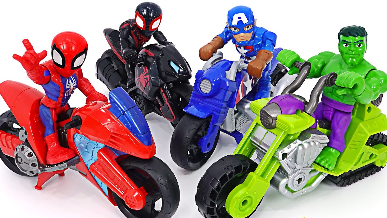 Avengers Hulk Smash Tank, Spider-Man Speeder motorcycle! Run! | DuDuPopTOY