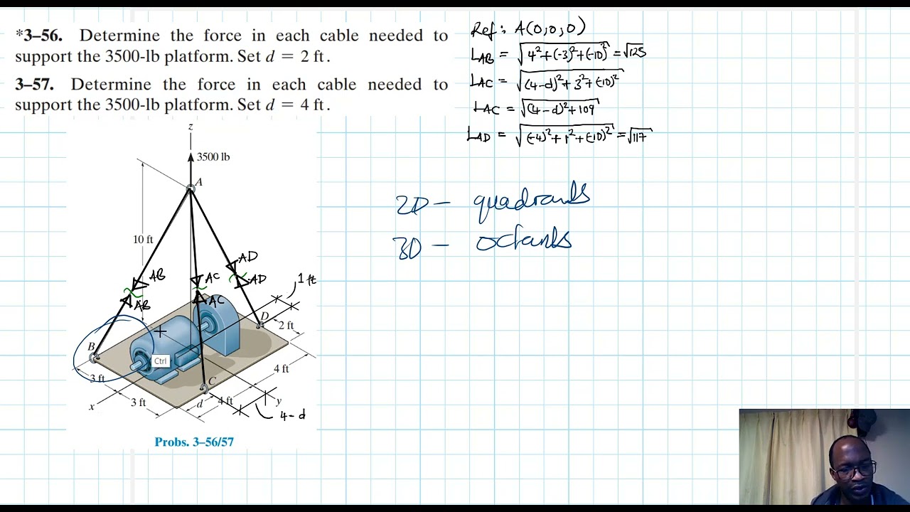 3–56, 3–57 Equilibrium of a Particle (Chapter 3: Hibbeler Statics) Benam Academy