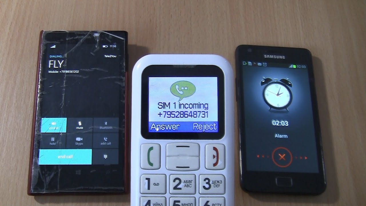 Incoming call & Outgoing call & alarm at the Same Time Fly Ezzy 5 & Nokia lumia 1020& samsung S2 +