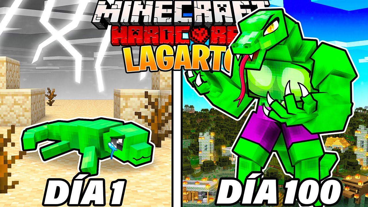 SOBREVIV&Iacute; 100 D&Iacute;AS como un LAGARTO en MINECRAFT HARDCORE!