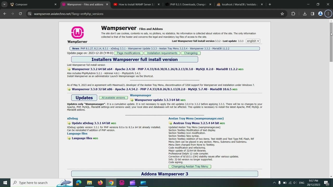 How to Update WAMP Server 3.3.3 and PHP 8.3.1 in Windows 10/11