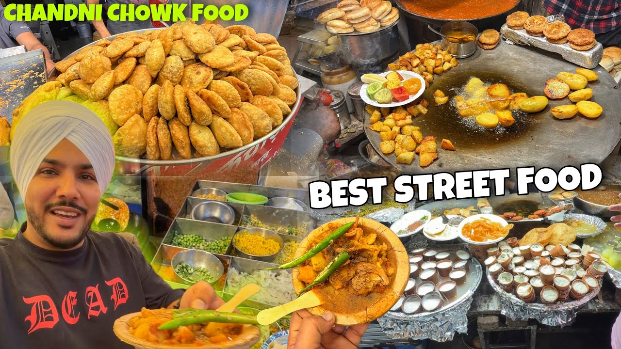 Best Delhi Street FOOD 😱 BEST kachori in INDIA ,  PRONTHE WALI GALI , FRUIT ALOO CHAAT