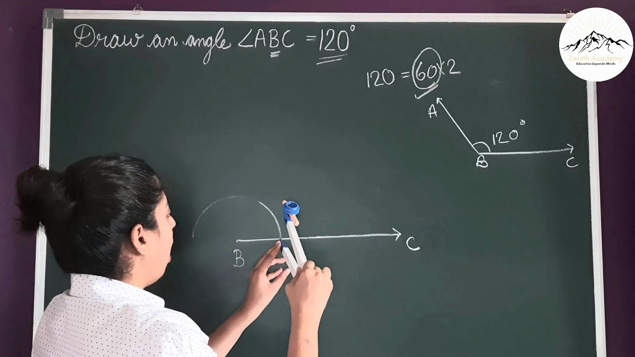 Learn to draw an angle 120&deg; using compass