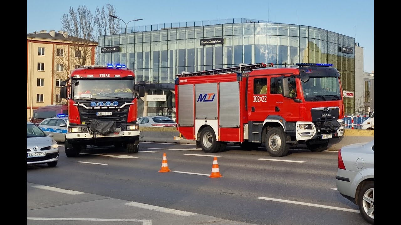 Wyjazd Alarmowy 302[K]22 - GBARt, 302[K]44 - SCRt z JRG 2 w Krakowie oraz przejazd ZRM