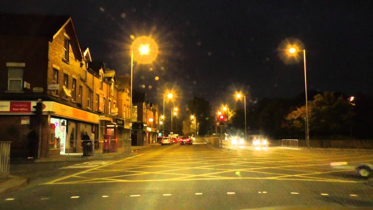 Night Drive On Lower Lane, Longmoor Lane & Hall Lane, Liverpool, Merseyside, England
