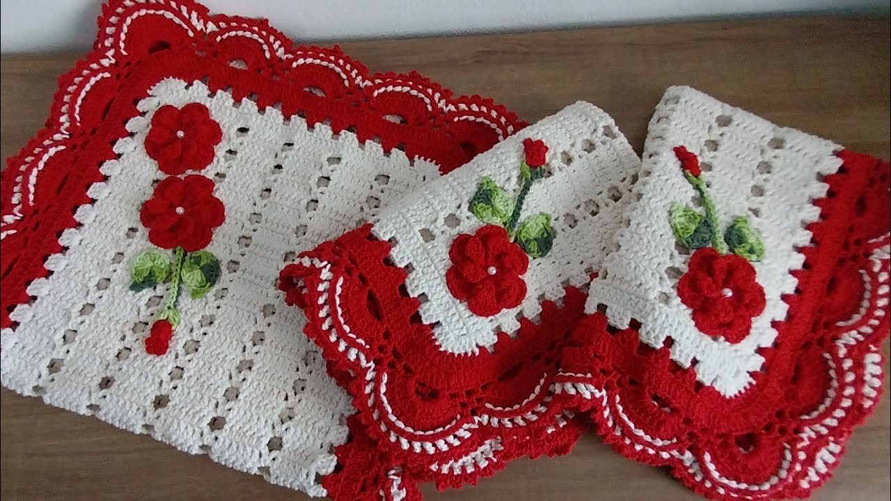 jogo de passadeira Ester + trilho de mesa Ester🧶🧶