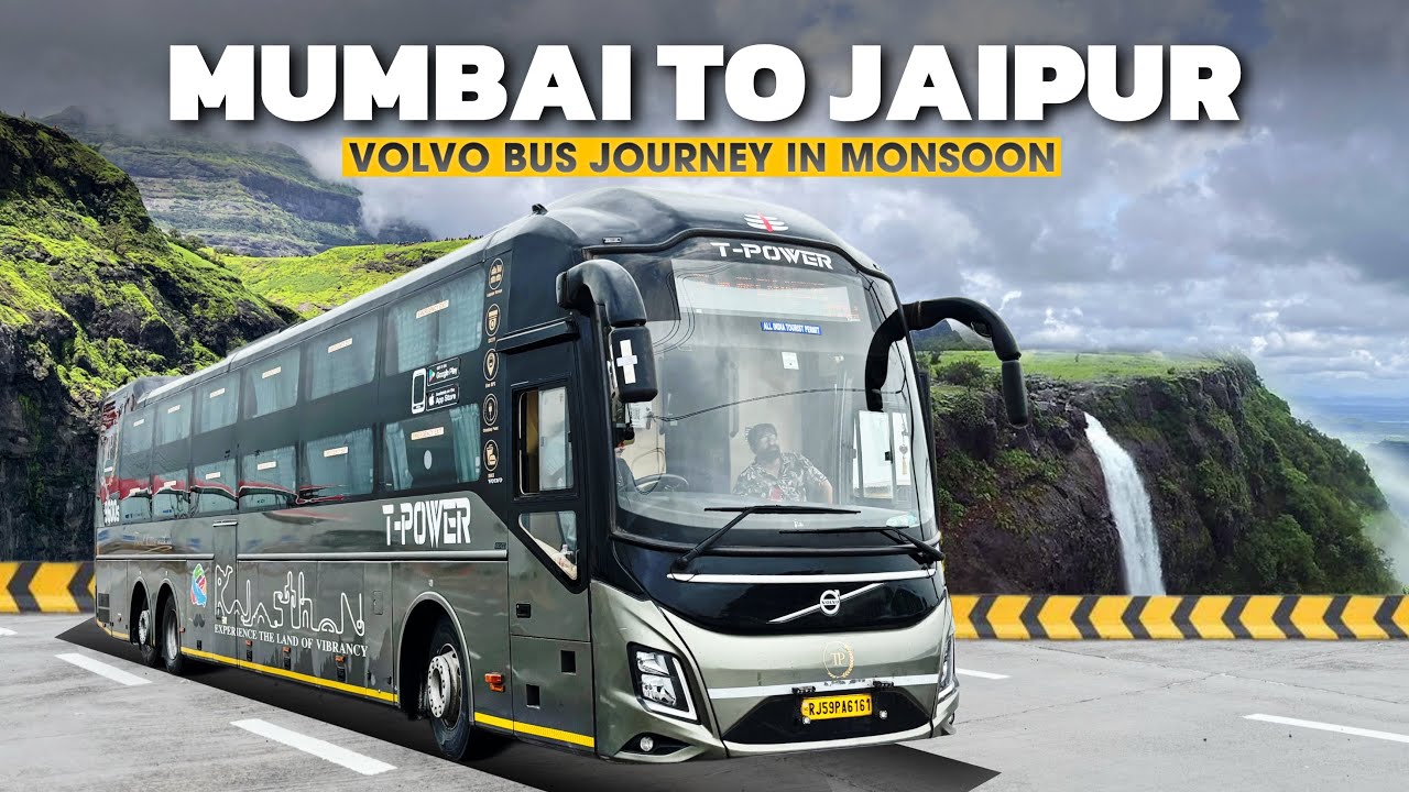 Mumbai To Jaipur Bus Journey In Monsoon | 1300 Km Journey In T Power Volvo Sleeper Bus 