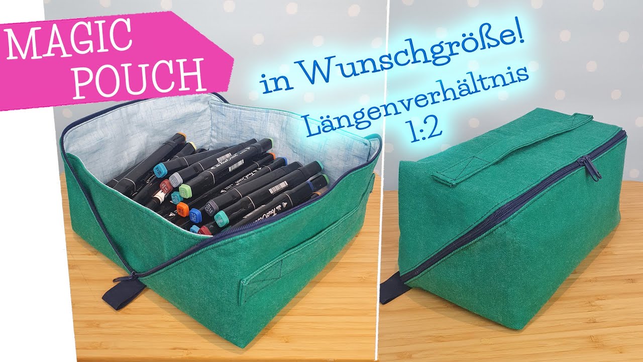 Magic Pouch nähen in Wunschgröße mit Längenverhältnis 1:2 | Wide open Pouch | Nähanleitung mommymade