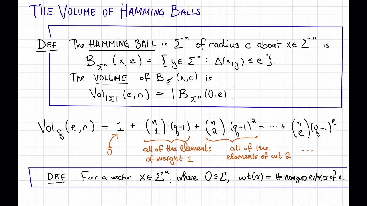 Lecture 1 Video 3: The Hamming Bound