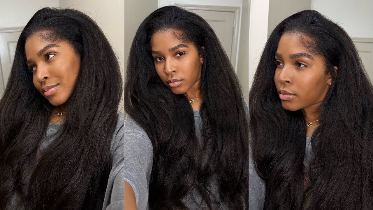 REALISTIC Yaki Straight UpGraded Glueless half Wig | megalook hair