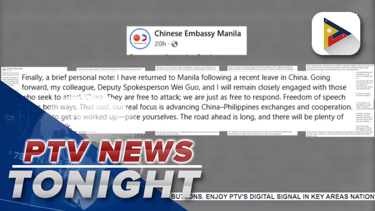 Chinese embassy spox issues response to public exchanges on issue regarding West Philippine Sea...