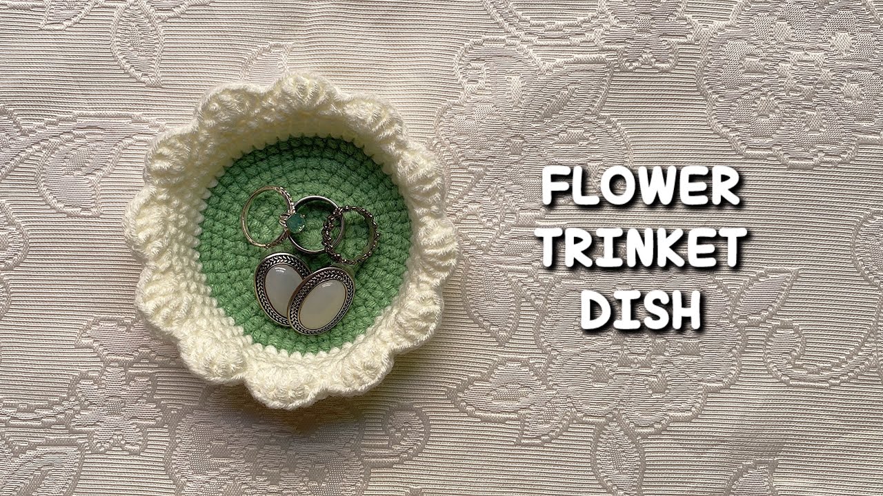 How to Crochet Jewelry Dish 🧵 | Crochet Trinket Dish Tutorial | Easy Crochet Jewelry Holder