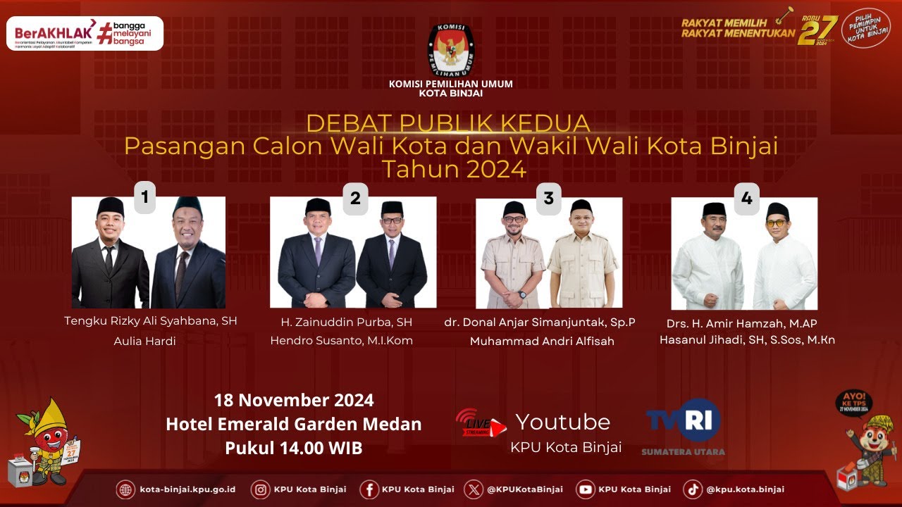 DEBAT PUBLIK KEDUA Pasangan Calon Wali Kota dan Wakil Wali Kota Binjai Tahun 2024