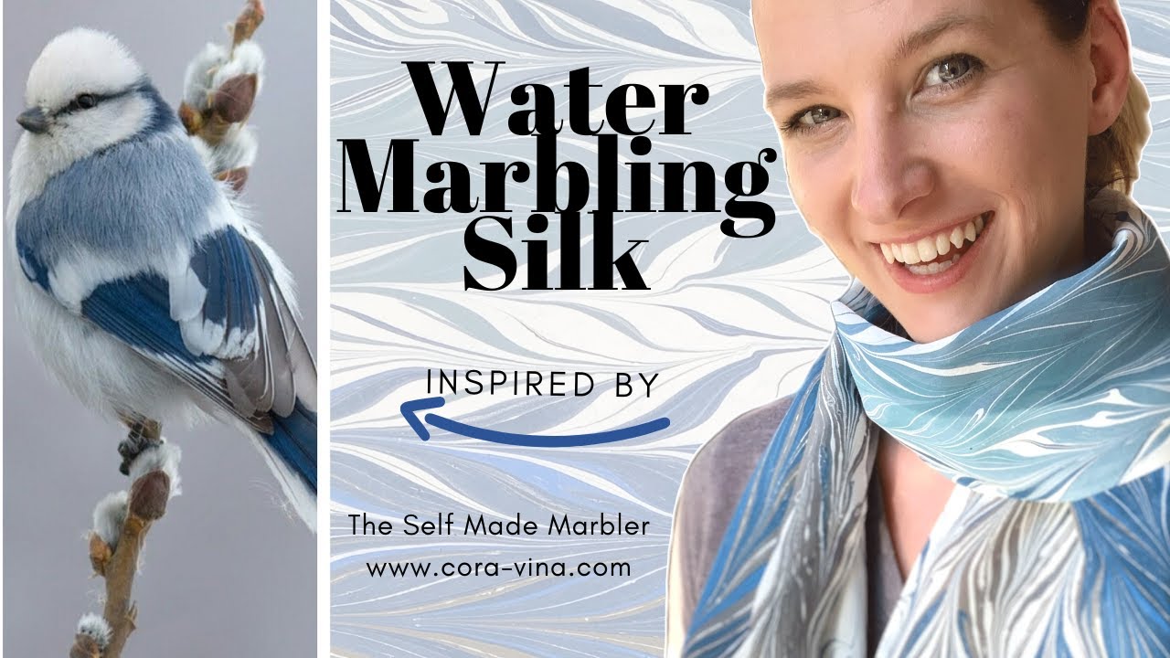 How To Water Marble A Bird Inspired Scarf - Marbling Silk with Acrylic Paints.