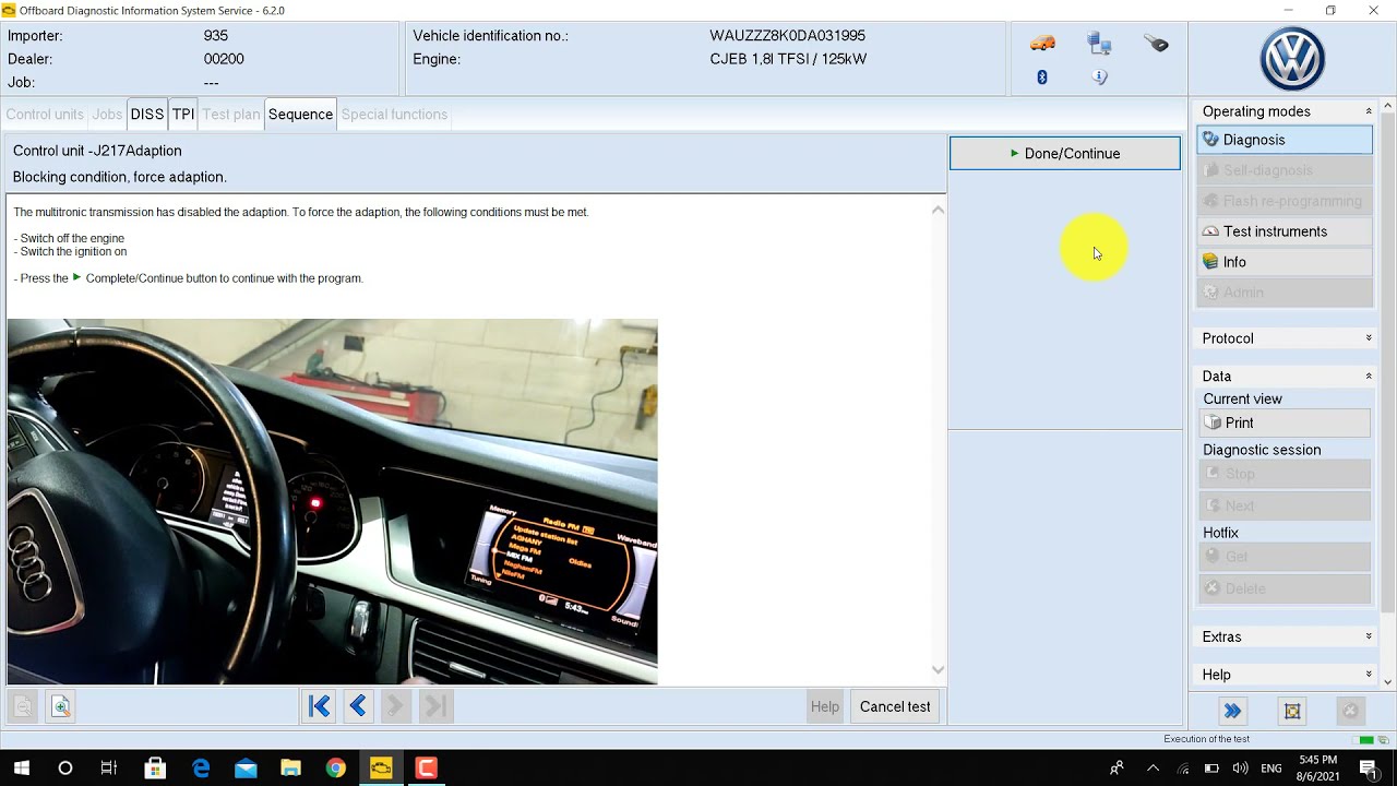 Basic Setting Transmission AUDI 0AW