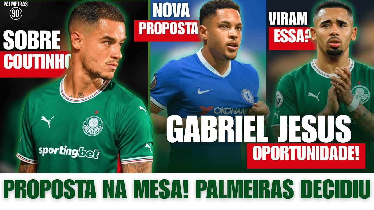 PALMEIRAS RECEBE PROPOSTA POR VITOR ROQUE! COUTINHO E GABRIEL JESUS SURGEM COMO OPORTUNIDADE