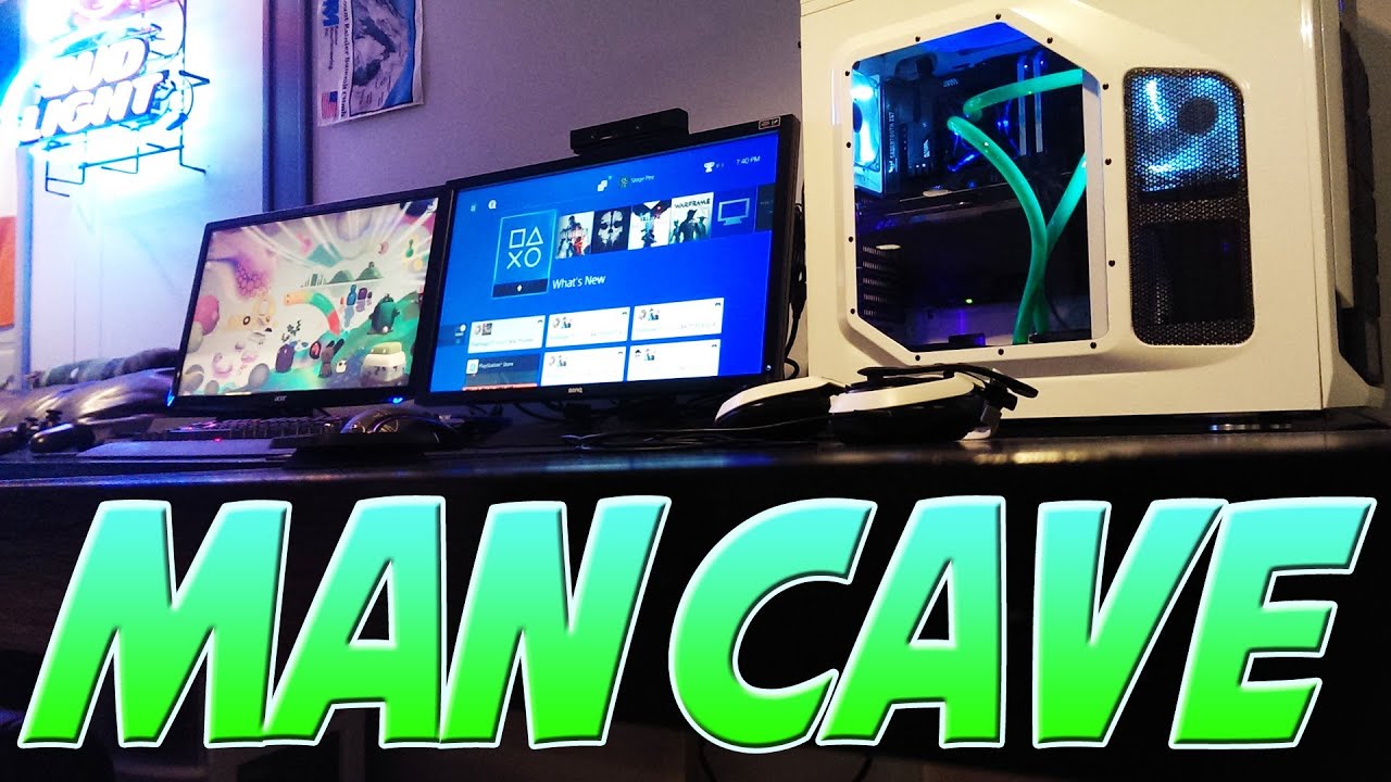 MAN CAVE GAMING SETUP FOR 2014 + THANKS FOR 1,000 SUBSCRIBERS!!