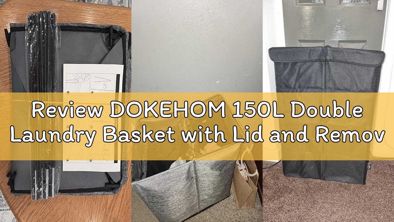 Review DOKEHOM 150L Double Laundry Basket with Lid and Removable Laundry Bags, Large Collapsible Lau