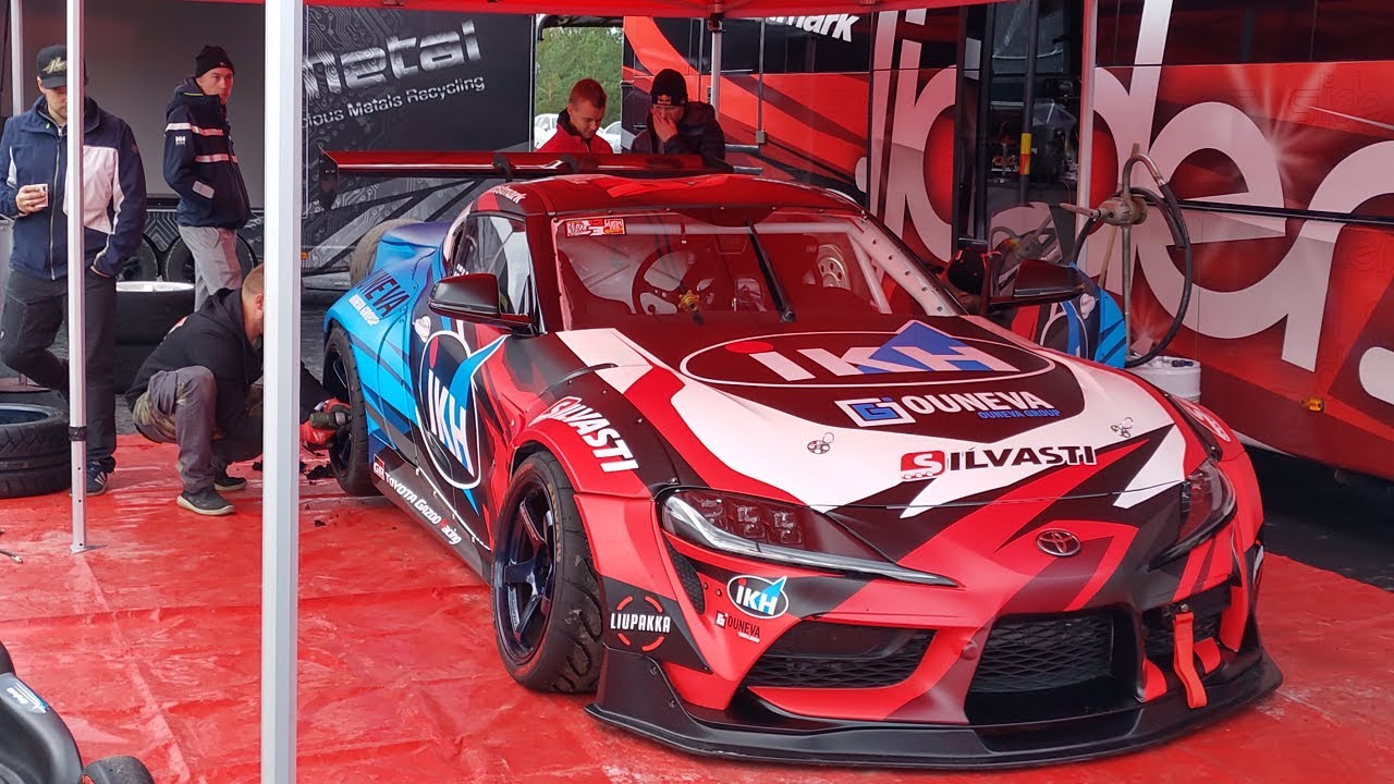 Kalle Rovanperä driving his Toyota Supra drift car