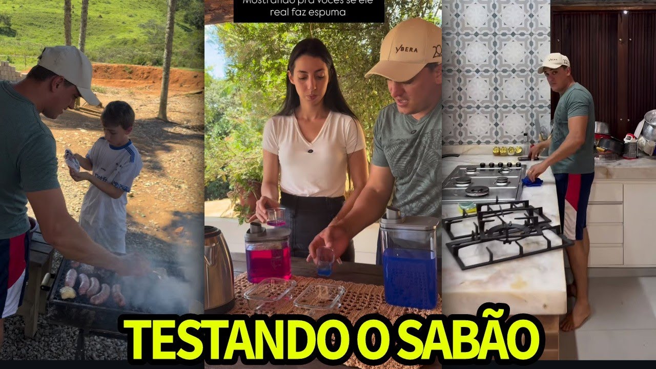 SARA KELLEN ENSINA FAZER O SABÃO E FAZ CHURRASCO EM FAMÍLIA 