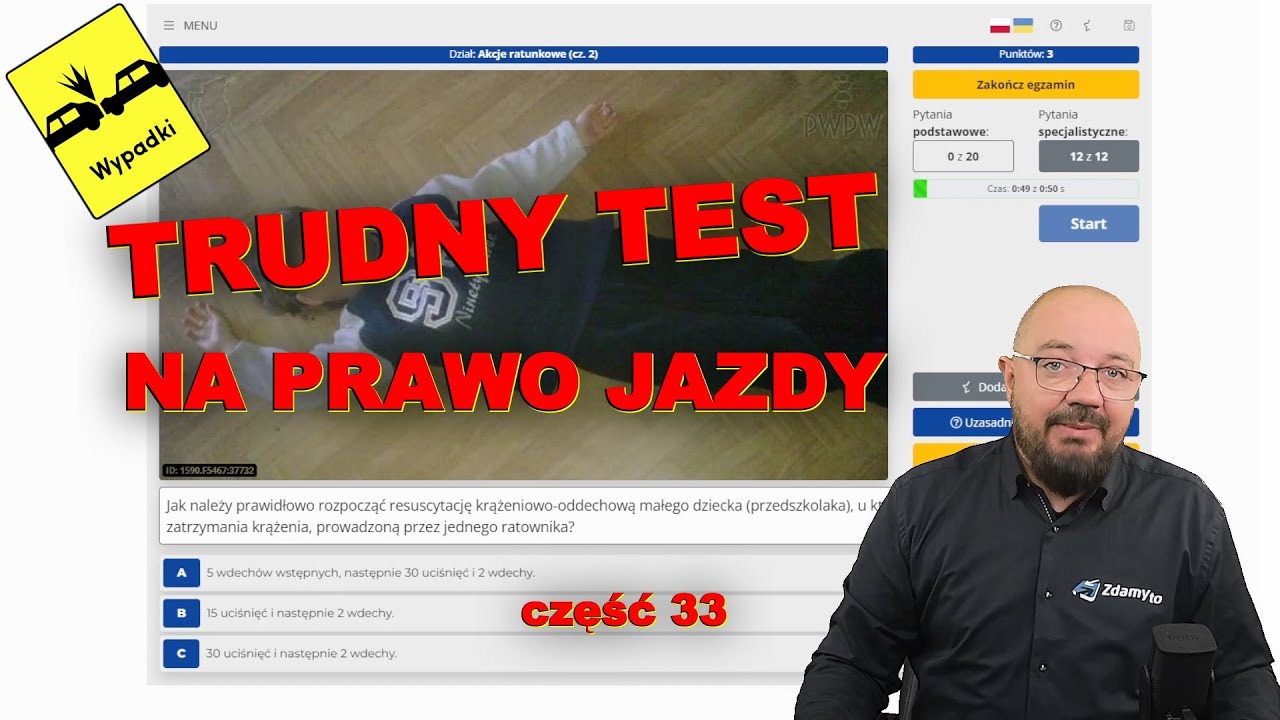 Instruktor rozwiązuje trudny TEST NA PRAWO JAZDY! Zestaw 33