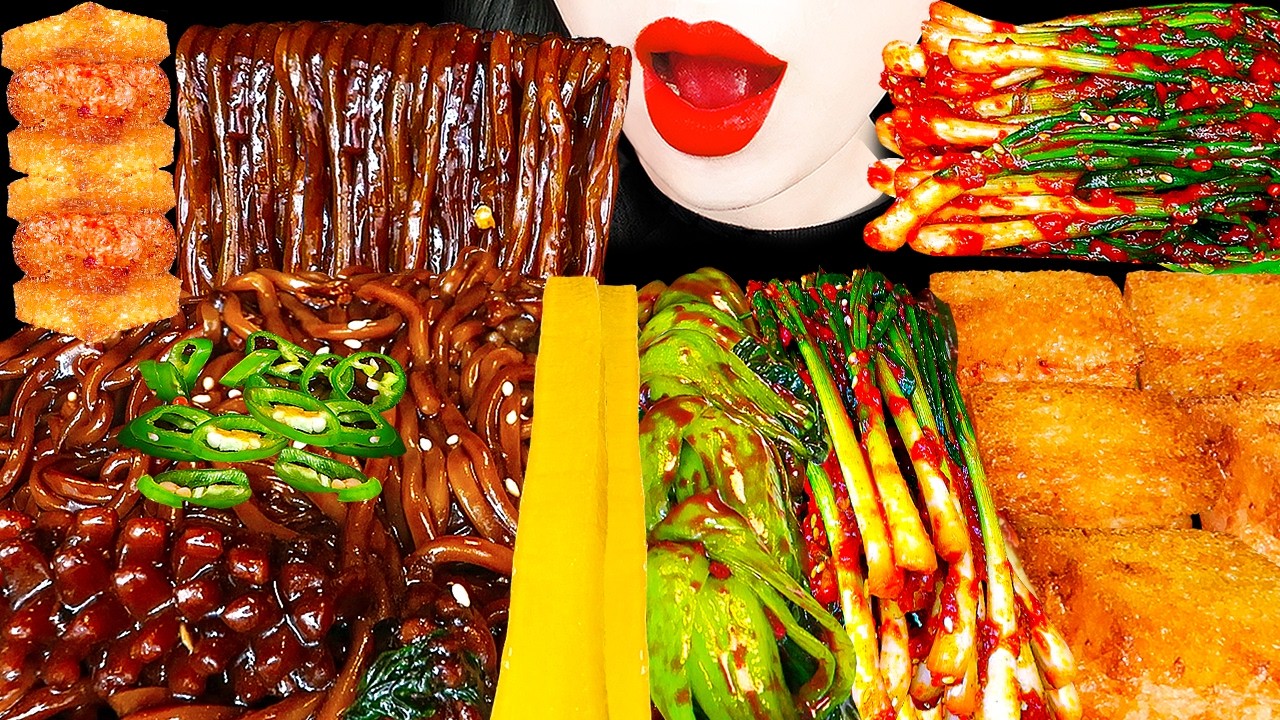 ASMR BLACK BEAN NOODLES, KIMCHI, MENBOSHA 직접만든 짜장라면, 쪽파김치, 멘보샤 먹방 레시피 EATING MUKBANG RECIPE KOREAN