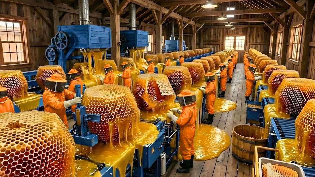 INSIDE A HONEY FACTORY: HOW HONEY IS COLLECTED FROM BEEHIVES AND MADE INTO PURE HONEY (FULL PROCESS)