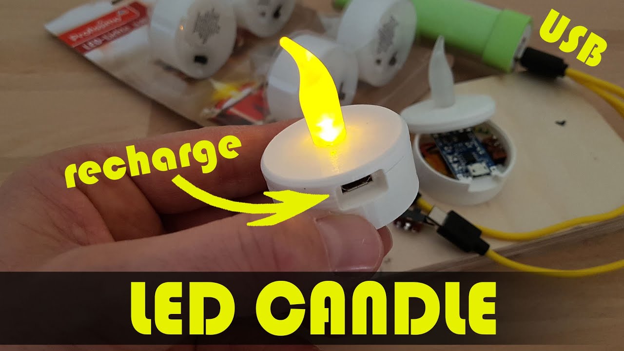 DIY 3D Printed USB rechargeable LED Candle, Tea Light