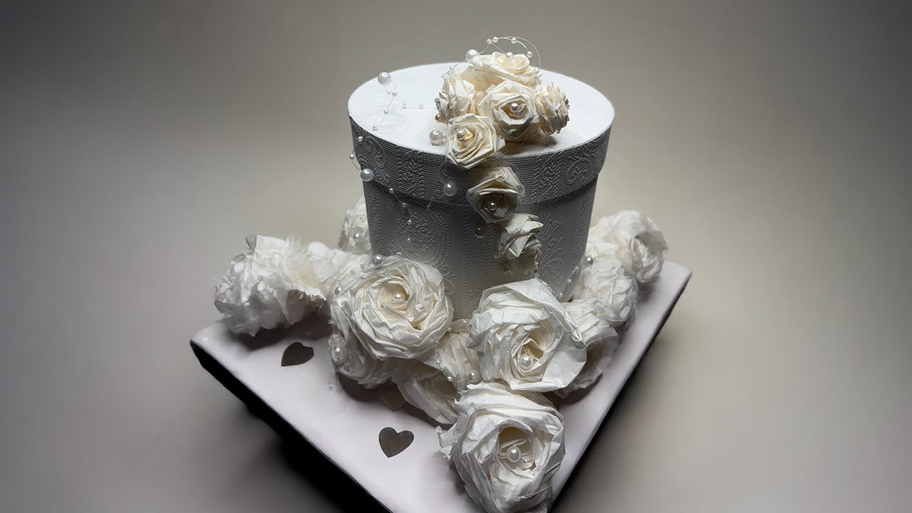 Свадебная коробка своими руками 💍🌹 | Креативный подарок с цветами из денег и бумажными розами