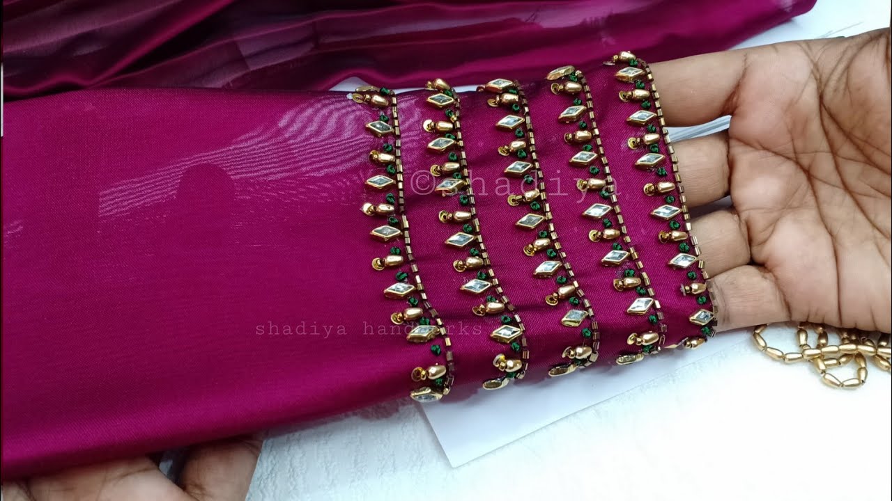 😳 🤫 Very easy heavy sleeve embroidery design for blouse kurti salwar