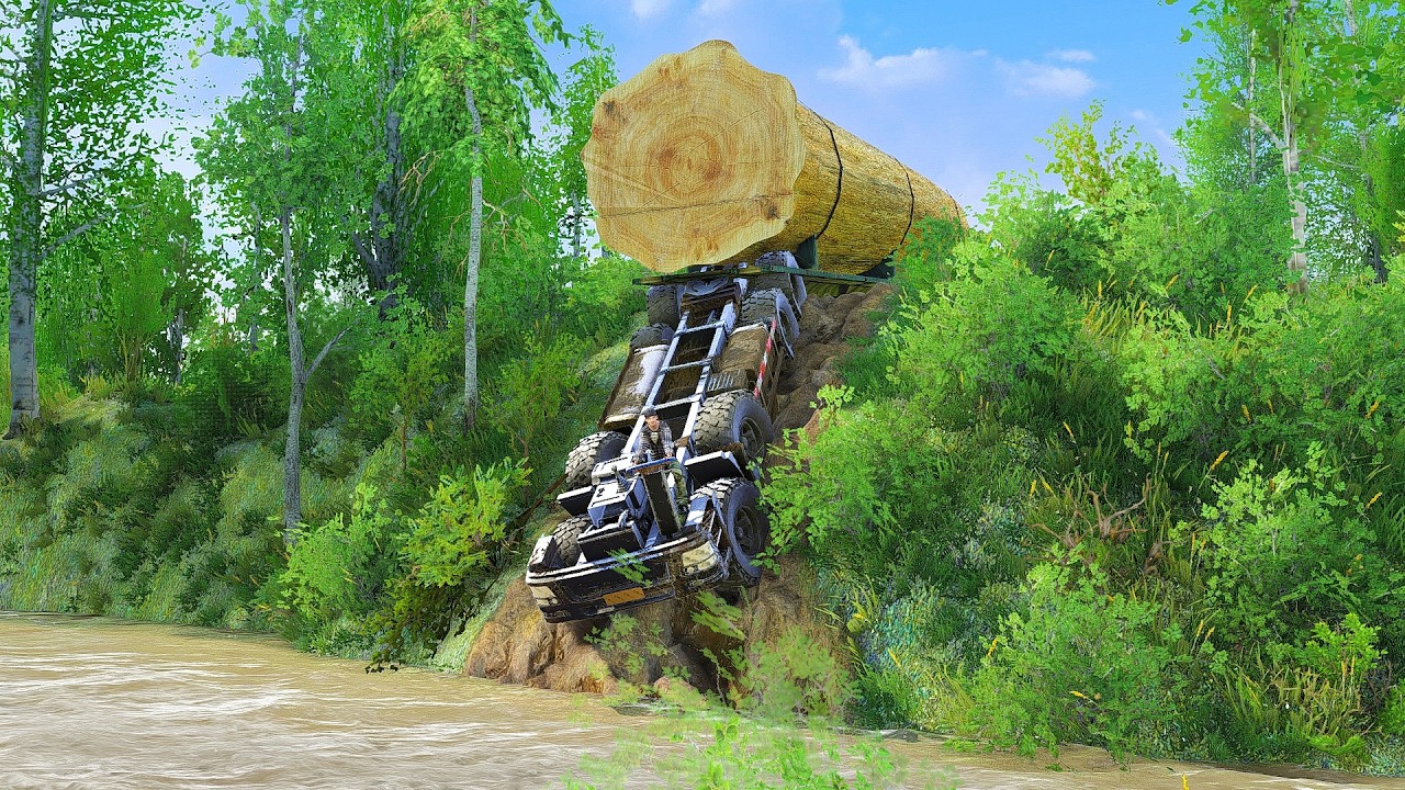 INSANE Logging Truck Transports GIANT Tree Through DEADLY Cliff
