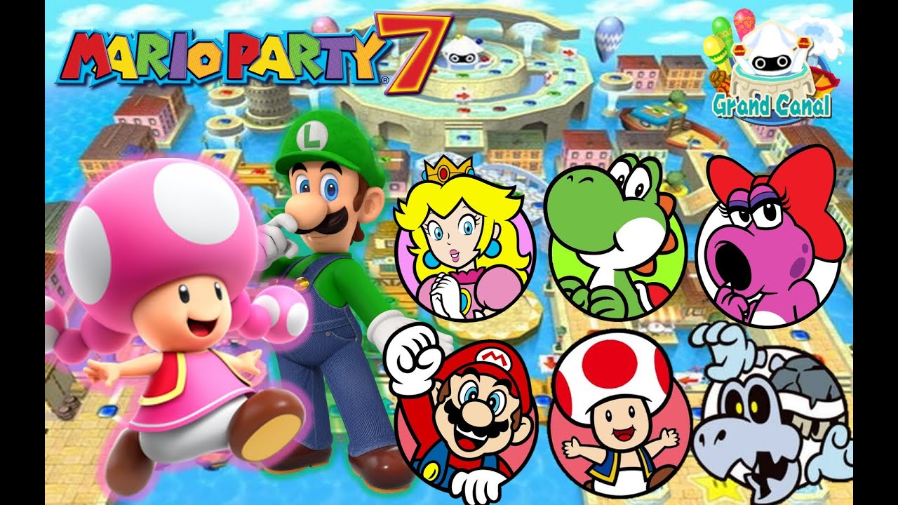 Mario Party 7 - Toadette & Luigi vs Peach & Mario vs Yoshi & Toad vs Birdo & Dry Bones - Grand Canal