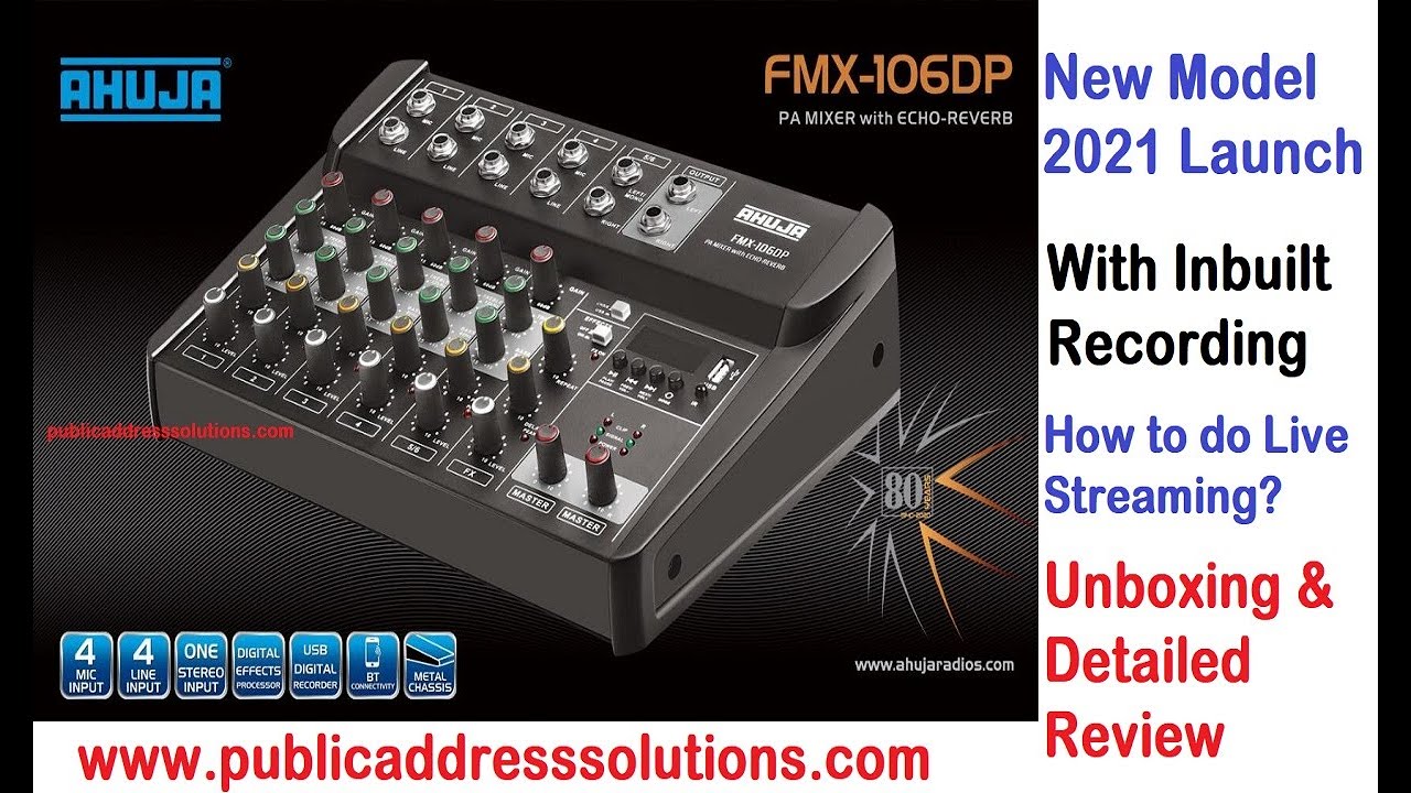 Ahuja FMX 106DP | New Model Mixer| 2021 Launch| Recording, Bluetooth&USB option| Record in Mobile/PC