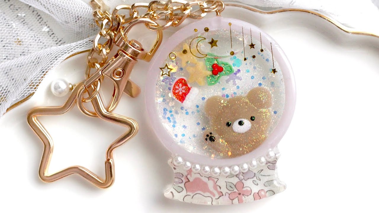 キラキラクリスマス🎄スノードームシェイカー 手書きくまちゃん♡作り方【UV-LEDレジン】