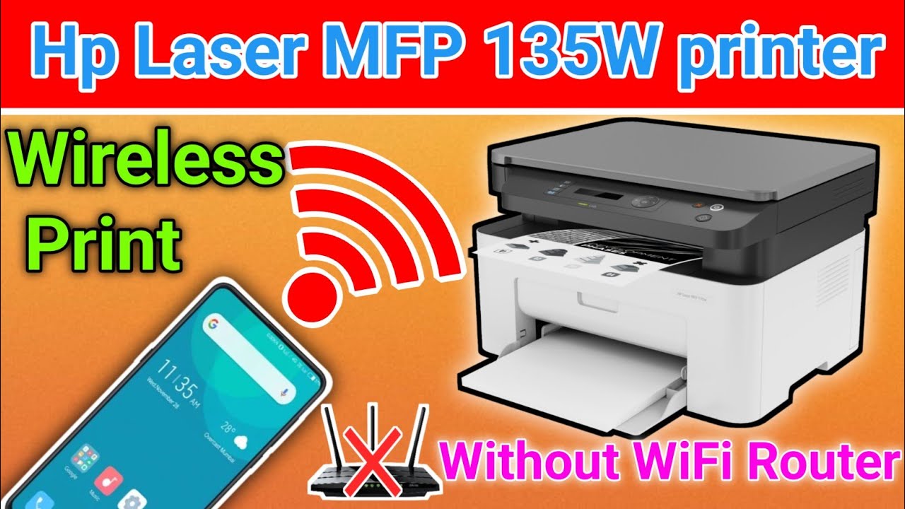 How to setup Wi FI Direct on HP Laser MFP 135w printer with android phone and iphone.wireless print.