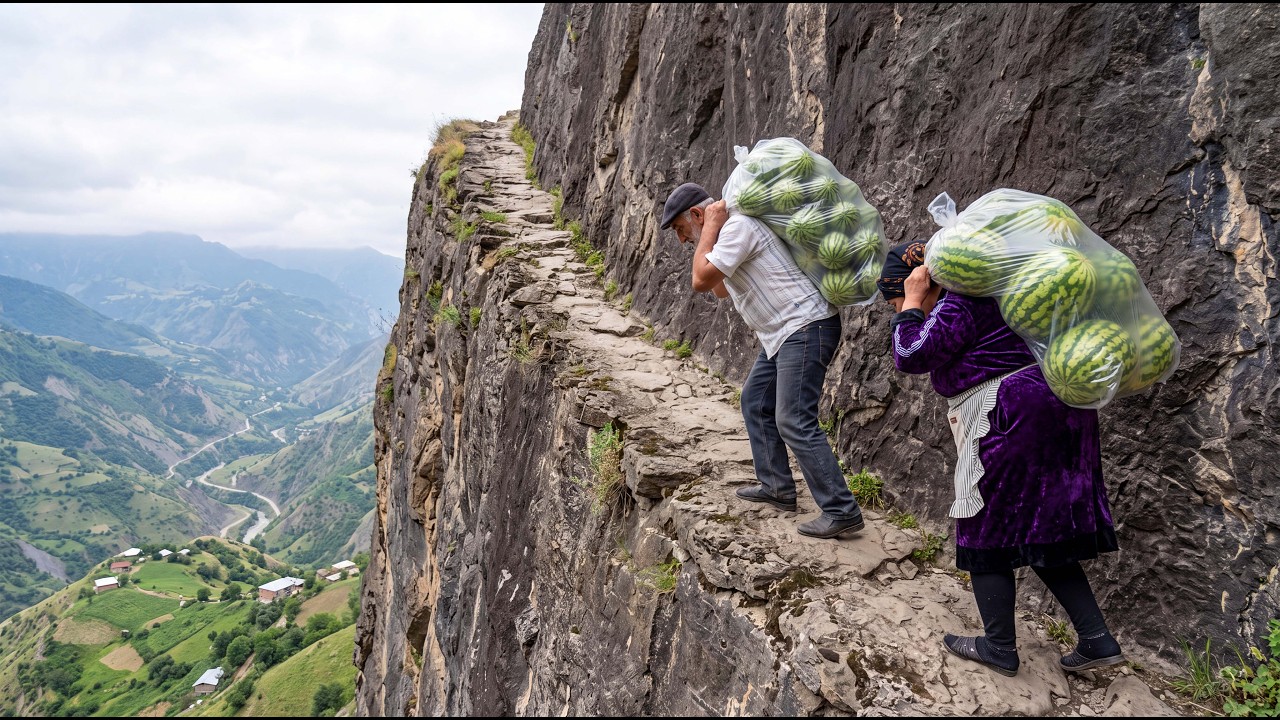 An Elderly Couple Climbs Dangerous Mountains Carrying 300kg of Watermelons