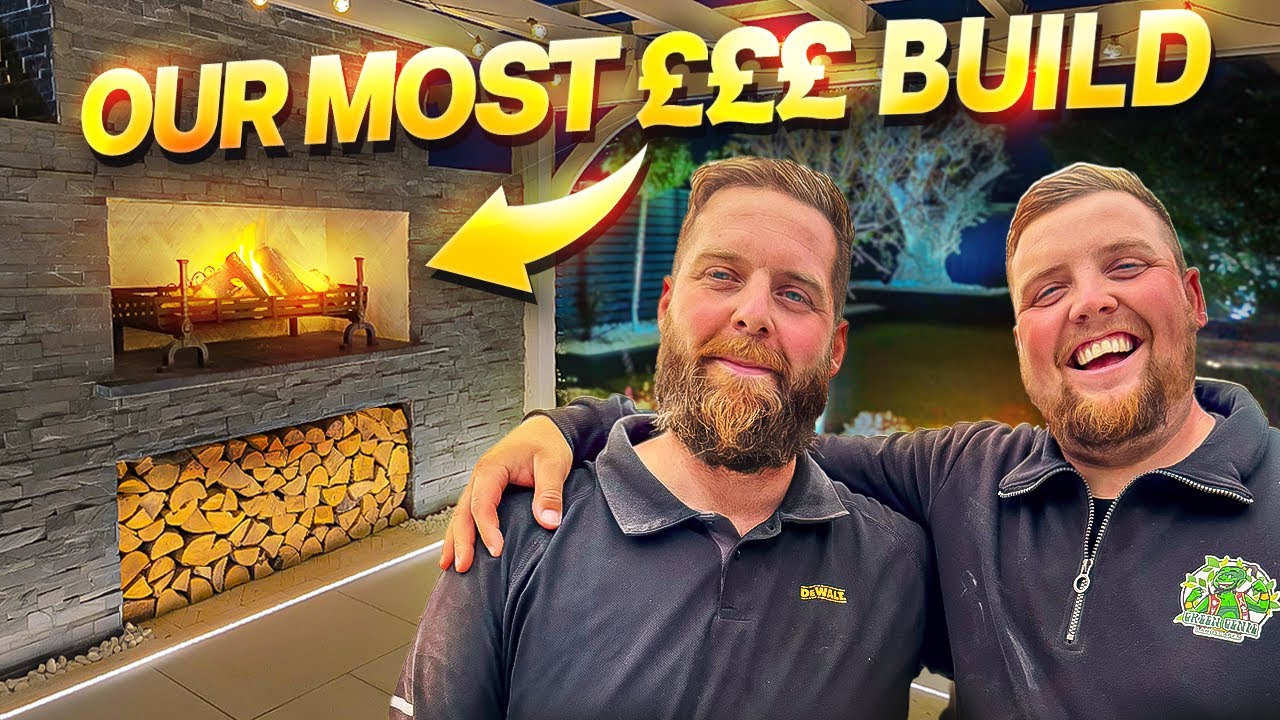 ULTRA MODERN Outdoor Fireplace 🔥 Full Build | Luxury Backyard Transformation