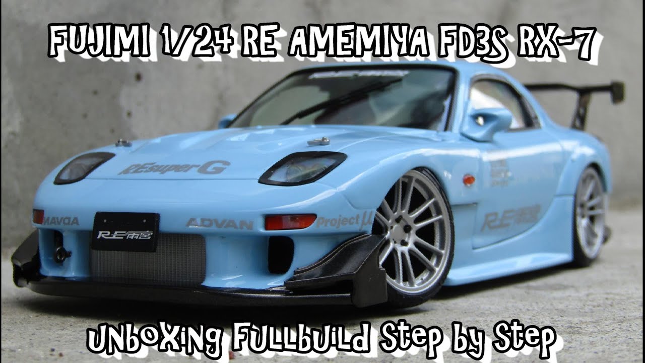 Scale Car Plastic Model FUJIMI 1/24 RE AMEMIYA FD3S RX-7 unboxing fullbuild step by step
