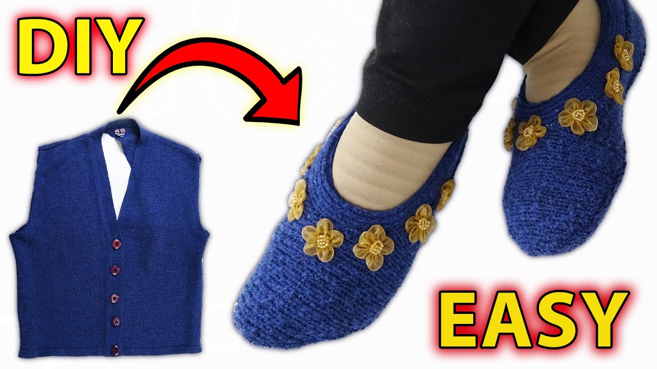 DIY EASY BOOTIES FROM OLD SWEATER / Winter Socks Making / Recycling Of Old Sweaters / Socks Ideas