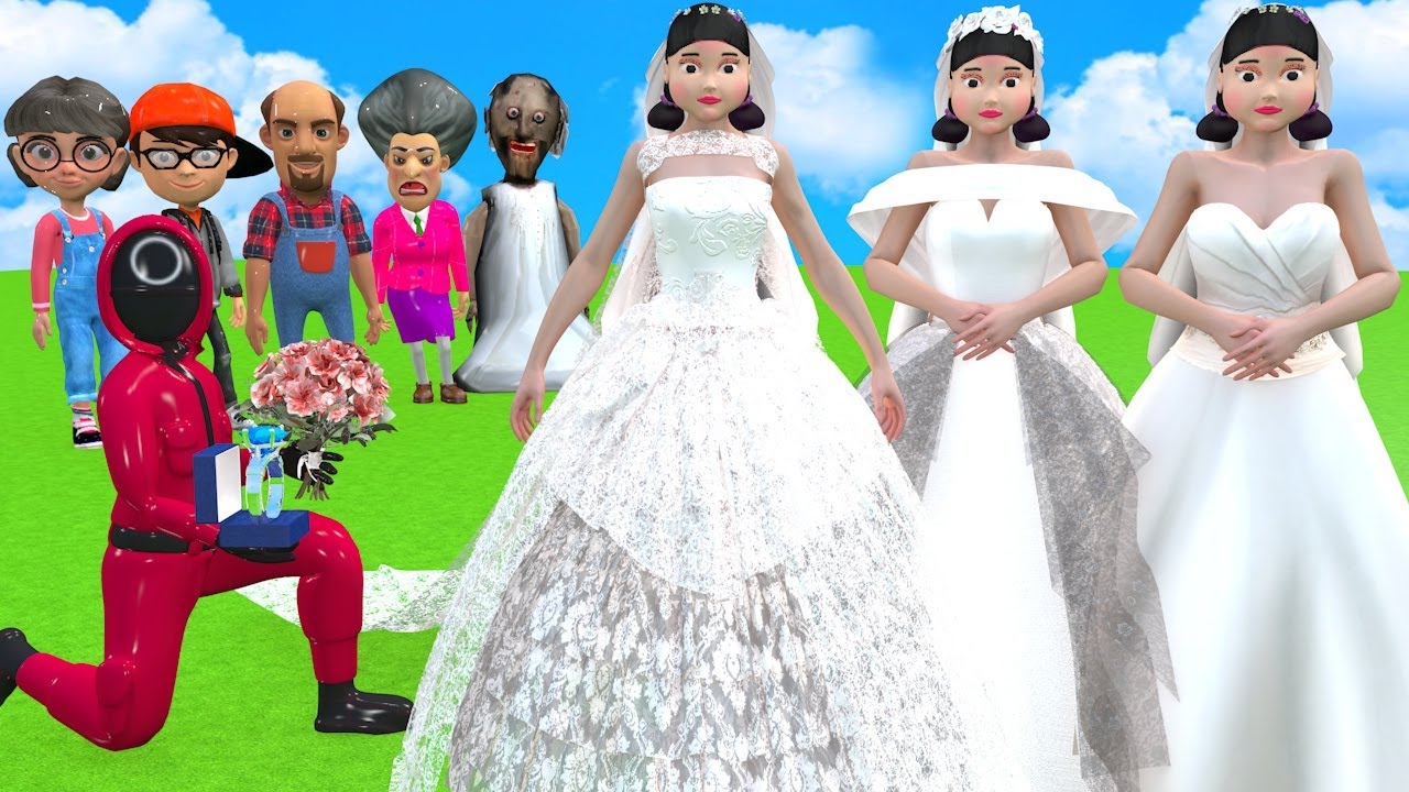 Scary Teacher 3D vs Squid Game Art And Wedding Dress Nice or Error Dressing Room 5 Times Challenge