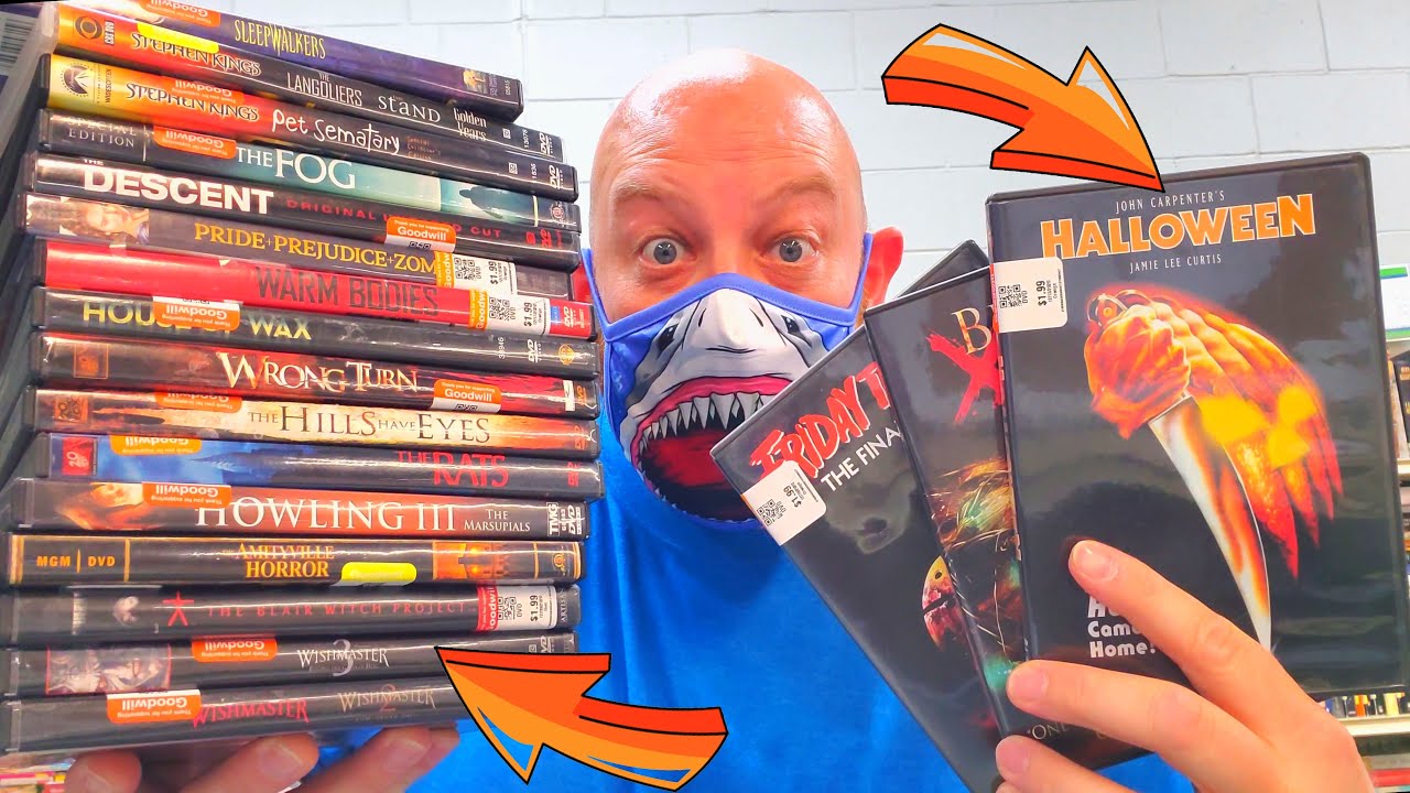 SO MANY HORROR MOVIES at GOODWILL !! HALLOWEEN FRIDAY THE 13TH STEPHEN KING AND MORE