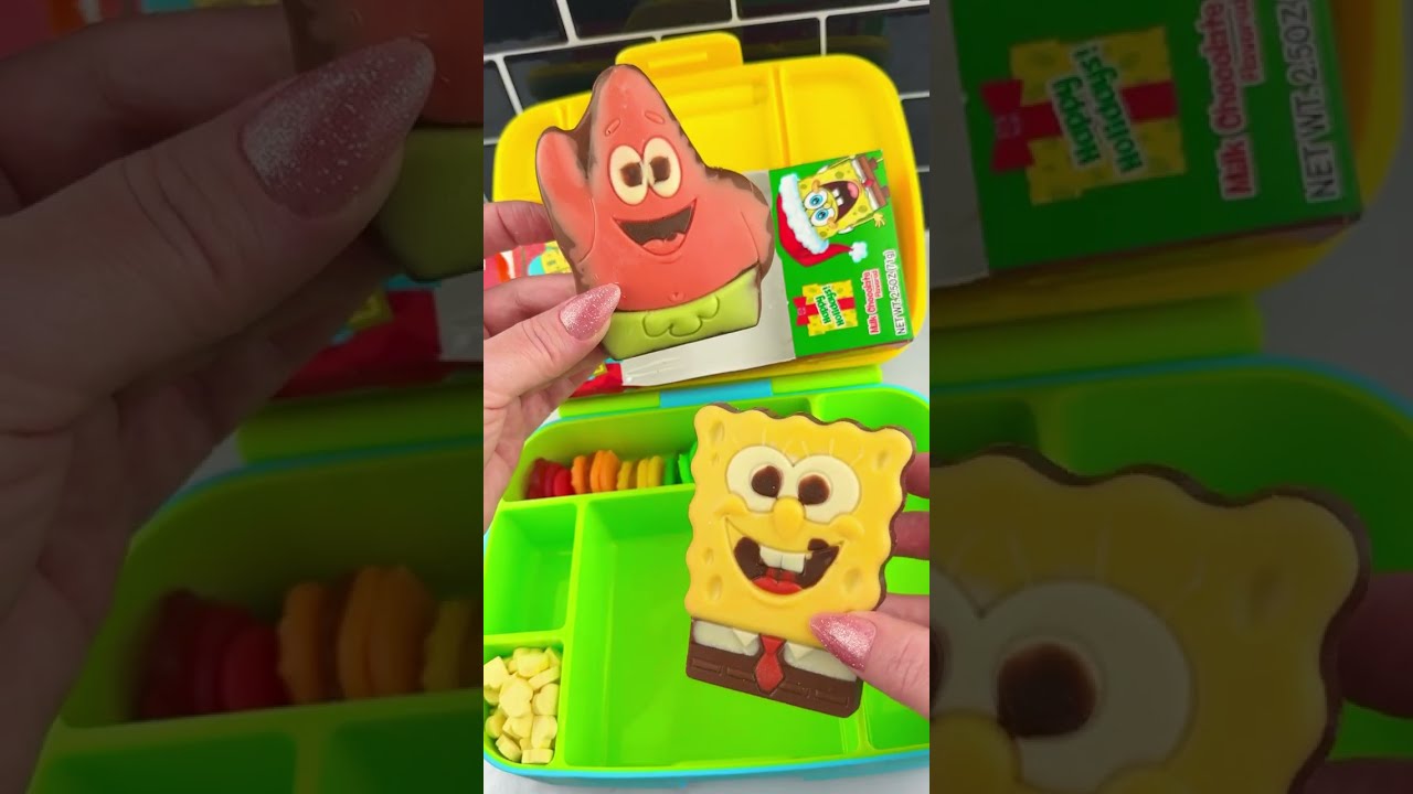 Packing School Lunch with SPONGEBOB Candy Food *BENTO Box* Satisfying Video ASMR! #asmr 🍔🧽🍭