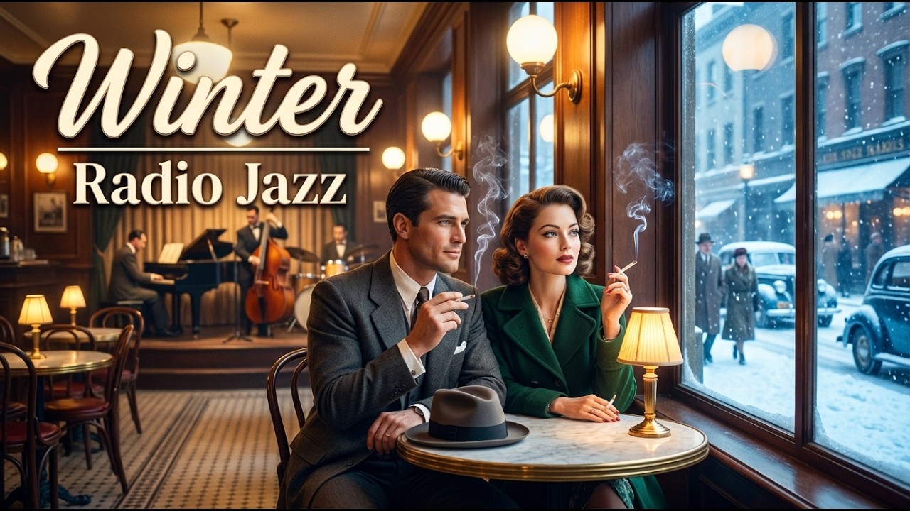 Winter Radio Jazz ❄️ Cozy 1940s Café by the Window | Vintage Jazz & Snowy Ambience